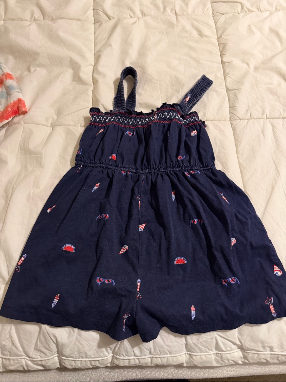 Carter's Navy Romper with Red and White Summer Prints